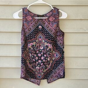 Renee C. | Sleeveless Boho Print Split Back Top | size S